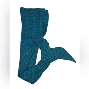 Fun Wearable Blue Mermaid Tail Blanket Soft Knitted Throw